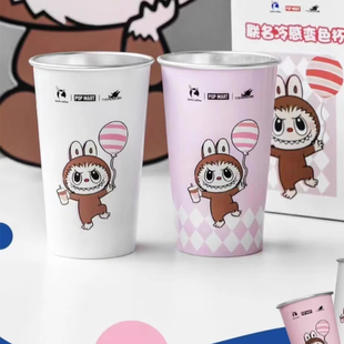 瑞幸变色杯泡泡玛特labubu拉布布联名咖啡杯子遇冷变色冷饮杯铝杯