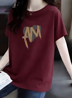 夏季大码女士100%纯棉薄款宽松显瘦百搭印花遮肉T恤女妈妈装潮流