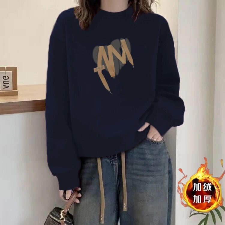 圆领秋冬卫衣女春秋薄款宽松显瘦加绒加厚长袖外套百搭上衣外穿潮