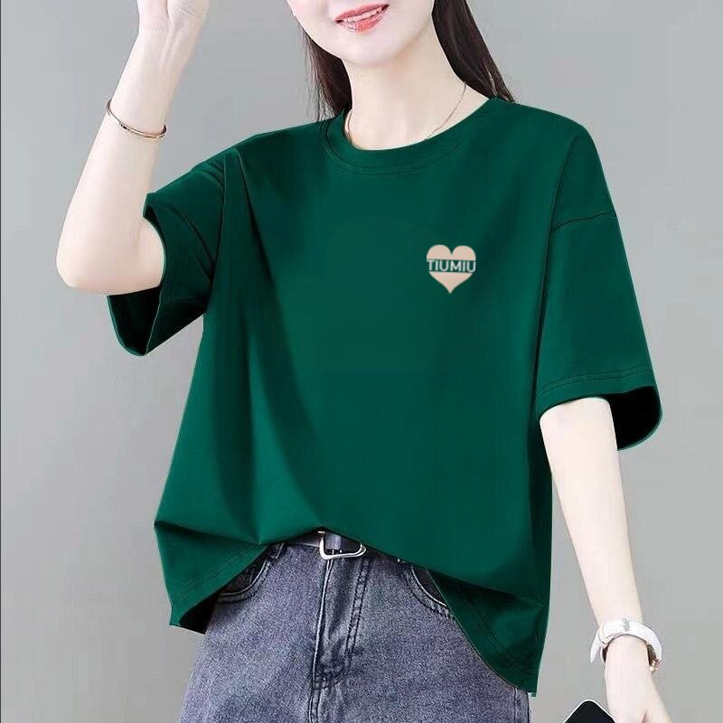 纯棉短袖T恤女2026夏季新款韩版宽松显瘦半袖体恤妈妈装