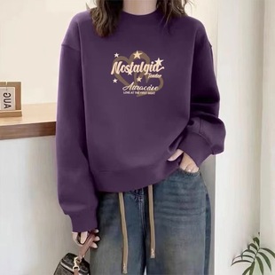 卫衣女新款 女外套 秋冬加绒加厚上衣小个子正肩休闲印花春秋薄款