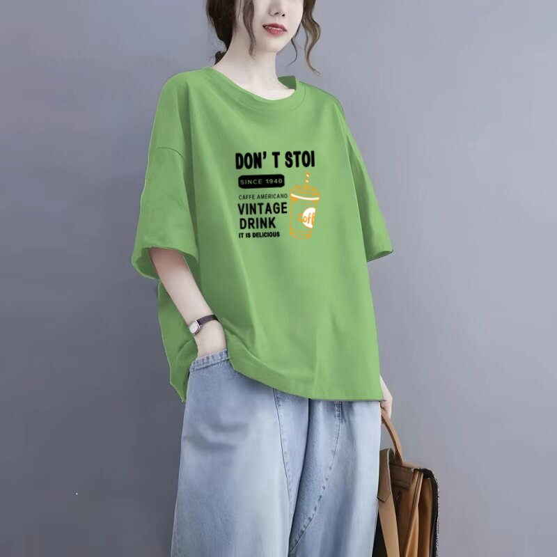 纯棉短袖t恤女士2026新款爆款大码女装胖mm宽松洋气遮肚子上衣潮