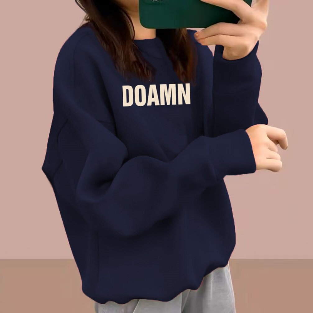 秋冬卫衣女加绒宽松圆领显瘦长袖外套百搭加厚上衣休闲套头外穿潮