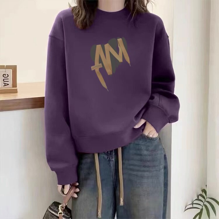 圆领秋冬卫衣女春秋薄款宽松显瘦加绒加厚长袖外套百搭上衣外穿潮