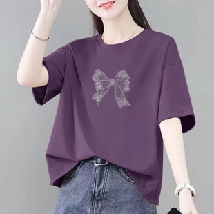 2026夏季胖mm大码妈妈装200斤时尚女t恤短袖宽松百搭休闲显瘦上衣