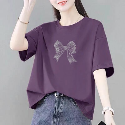 2026夏季胖mm大码妈妈装200斤时尚女t恤短袖宽松百搭休闲显瘦上衣