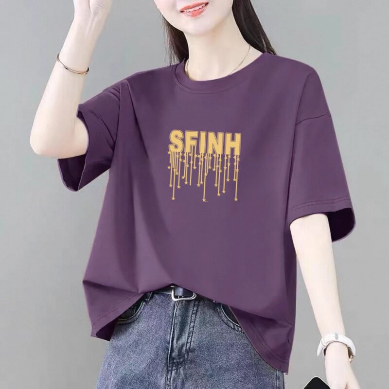 纯棉短袖女t恤2026夏装新款时尚洋气体恤衫宽松显瘦上衣百搭小衫