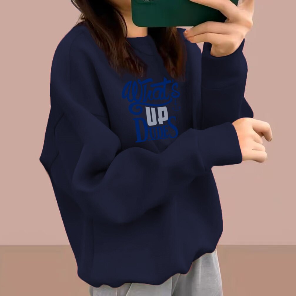 秋冬卫衣女加绒宽松圆领显瘦长袖外套百搭加厚上衣休闲套头外穿潮