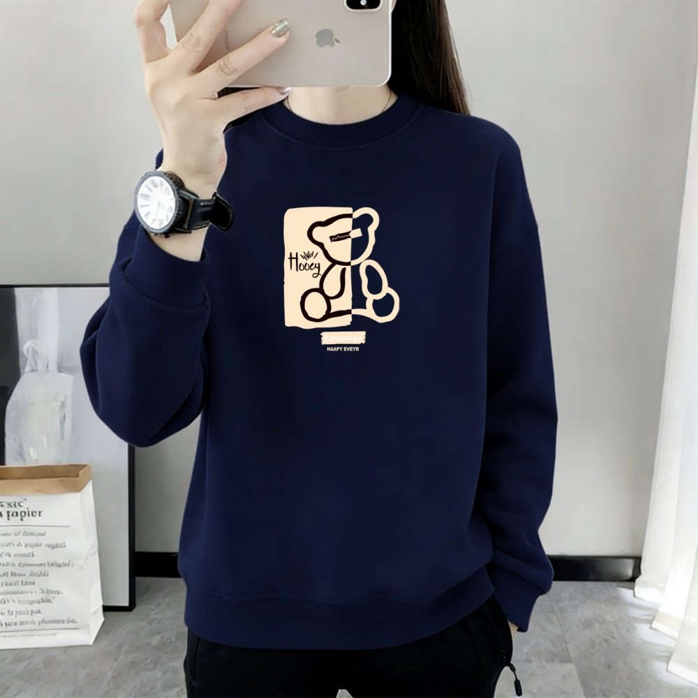 圆领秋冬卫衣女加绒加厚宽松显瘦长袖外套休闲套头外穿百搭上衣服