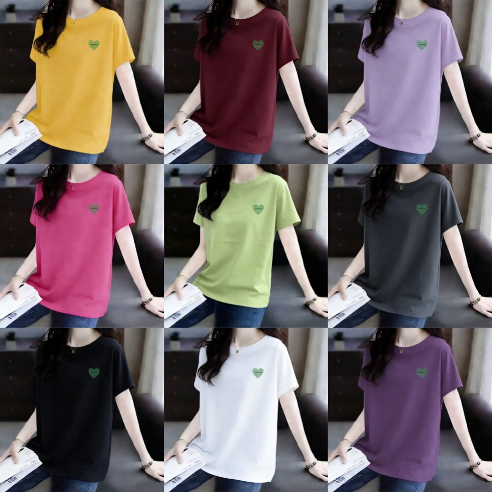 女士纯棉短袖T恤大码显瘦2026夏季新款圆领百搭宽松上衣女装打底