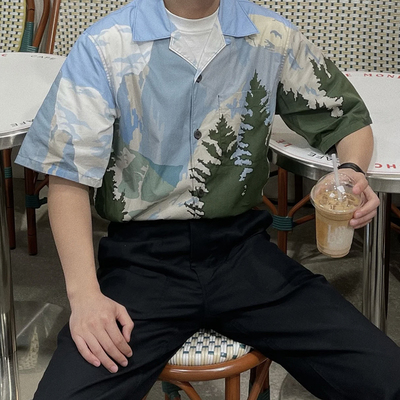 雪山丛林夏季短袖衬衫