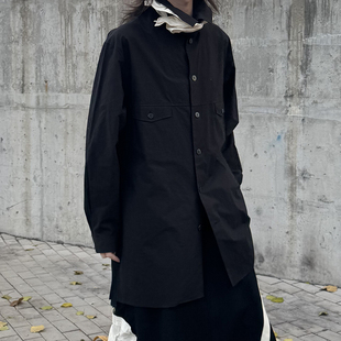 -EvanXX 原创暗黑风廓形立裁飘带云朵拼接丝绵内搭衬衫