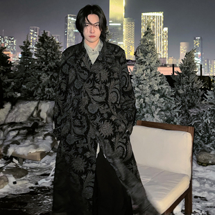 -EvanXX 原创山暗黑风本中亚旅人虎纹地毯色织秋冬羊毛大衣