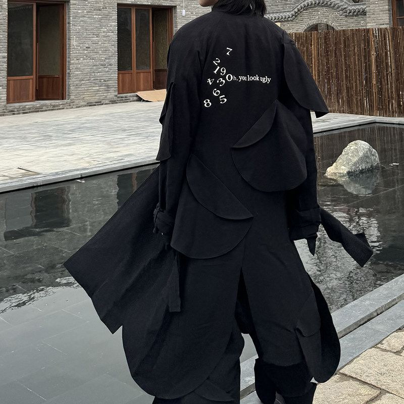 暗黑风蘑菇褶皱西装裤