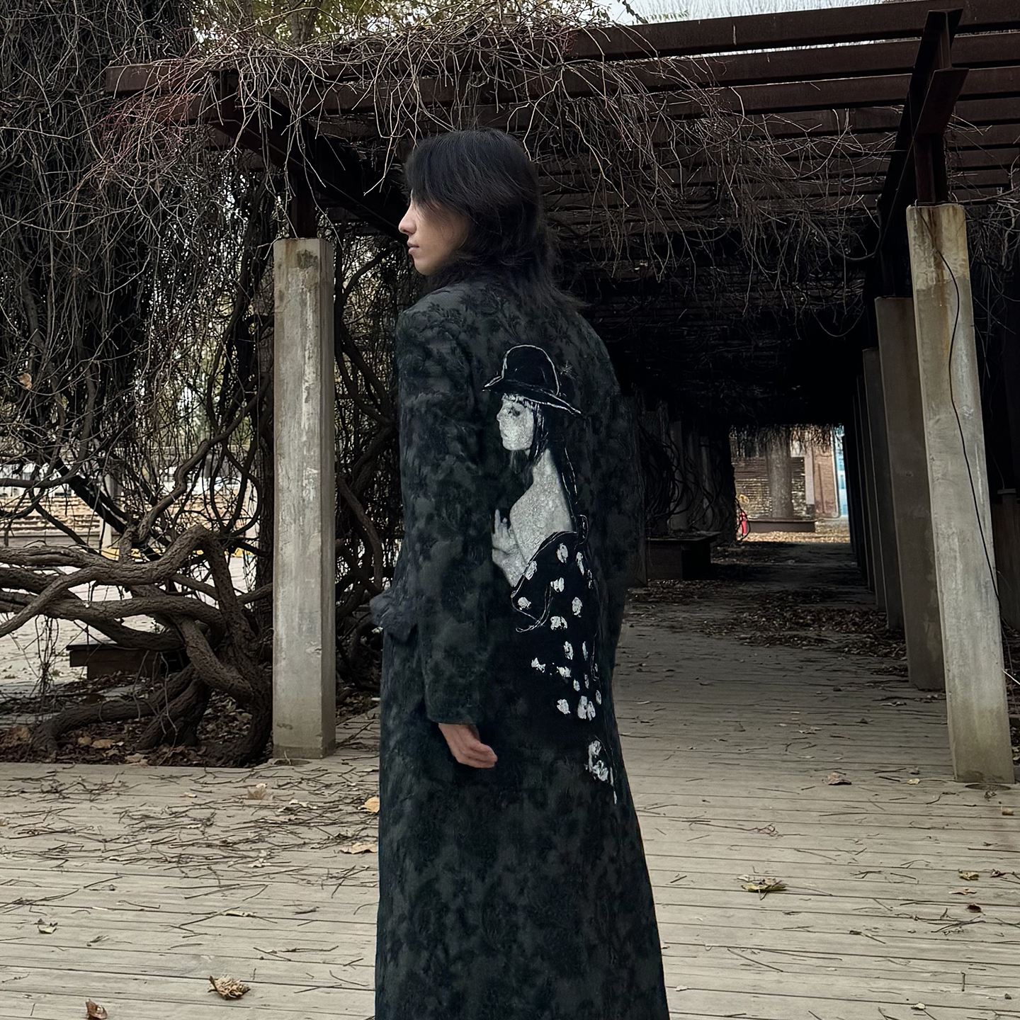 山本暗黑风rocky提花风衣