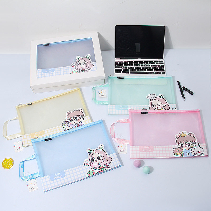 尼龙透明网纱A4单层文件袋学生科分类收纳袋试卷收纳袋学生试卷袋