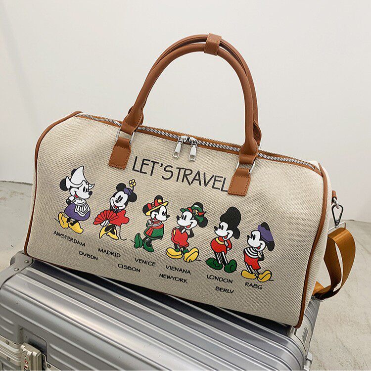 帆布包包旅行包手提单肩大容量轻便时尚运动健身包免费印logo背包