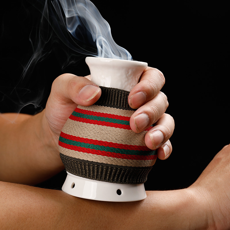 热敷灸艾灸刮痧杯双层罐扶阳罐陶瓷推拿器悬灸全身灸热敷杯美容院