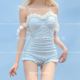 天空蓝仙女纯欲少女吊带连体保守温泉游泳衣女款 Mimoi Closet新款