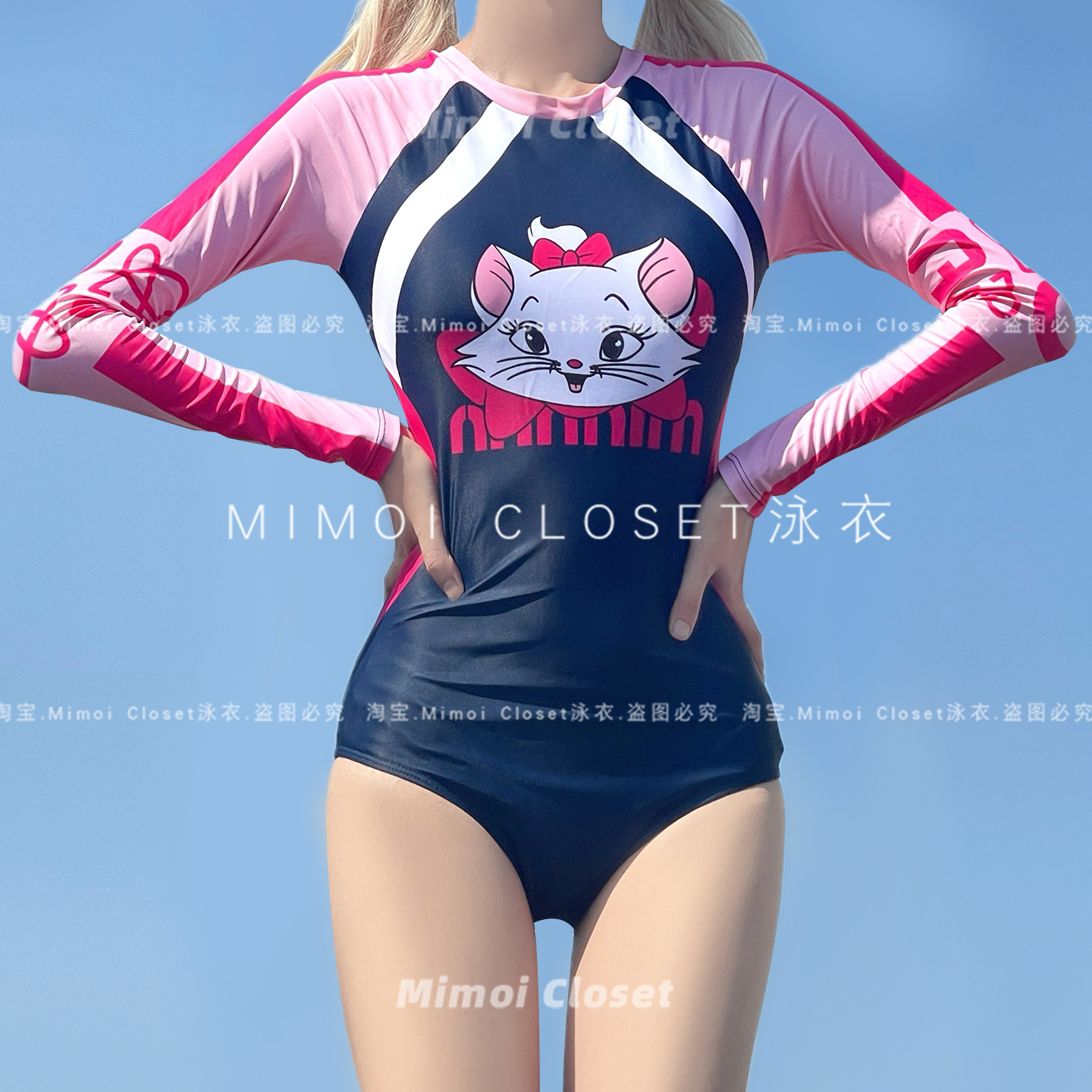 MimoiCloset猫咪长袖运动泳衣女