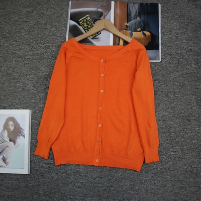 秋季女式开衫针织衫毛衣亮色圆领百搭