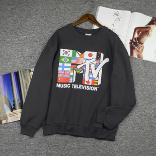 外贸原单卫衣宽松抓绒春秋上衣女式 圆领运动休闲百搭