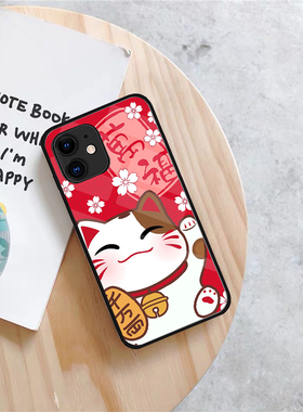日韩系万福招财猫适用于苹果 13Pro Max  15p14 12 16promax  8 plus手机壳