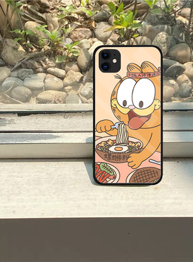 加菲猫干饭人螺蛳粉适用于苹果13Pro Max  15p14 15 16promax  8 plus手机壳