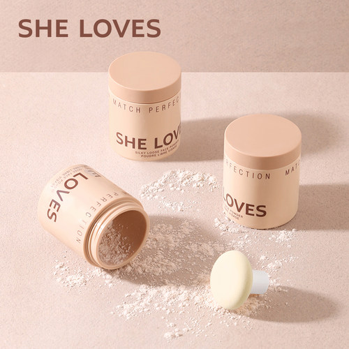 SHE LOVES自然无瑕丝滑散粉持久定妆油皮细腻防汗不脱妆清爽蜜粉