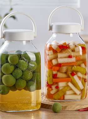 双盖密封自动排气储酿罐带日期标玻璃泡菜果酒酵素储藏酿造罐