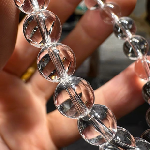 毕业级全净体天然巴西白水晶手链圆珠男女款手串老矿双A高透亮diy