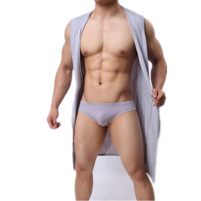 男士冰丝浴袍休闲连帽时尚家居服