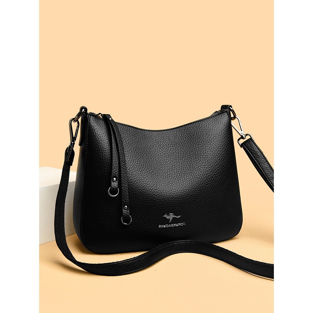 玫瑰袋鼠真软皮女包2025新款时尚百搭单肩斜挎包女士中老年妈妈包