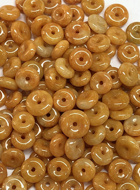 J072 约12-16mm天然A货翡翠吊坠平安扣黄翡耳坠挂件配件