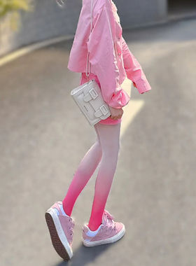 小众千禧渐变色丝袜女辣妹性感黑丝纯欲风白丝超薄款灰色连裤袜子