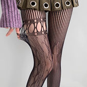 连裤 小众蕾丝夏季 拼接镂空不规则网袜y2k性感丝袜百搭少女ab款 袜