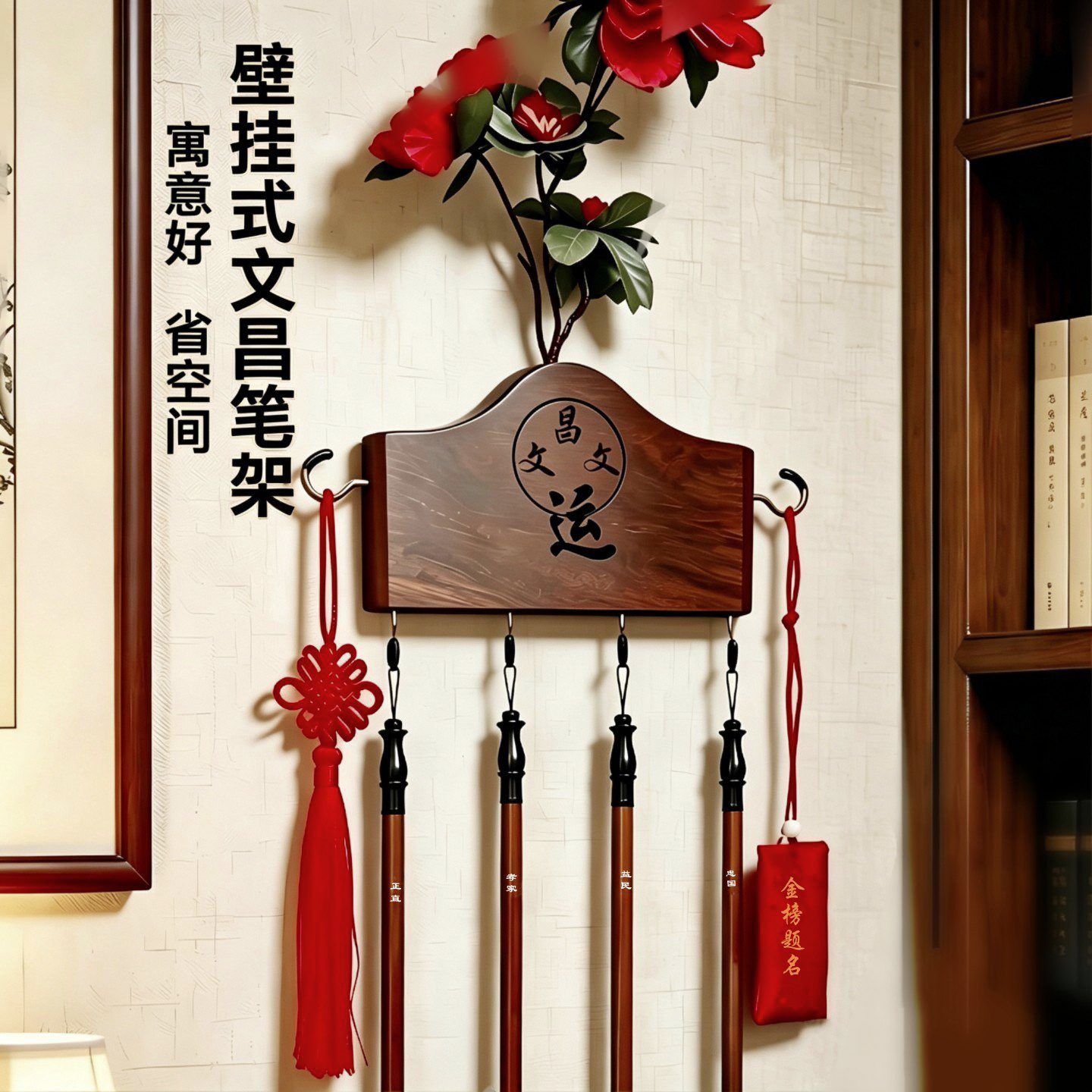 实木毛笔架笔挂挂钩多功能定制