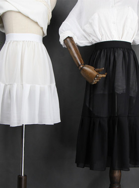 单层透明衬裙2025年夏季新款雪纺内搭半裙外穿高腰a字罩裙荷叶边