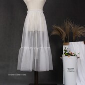 2025百搭新款 单层透视半身裙蕾丝边罩裙 透明网纱裙拼接衬裙中长款