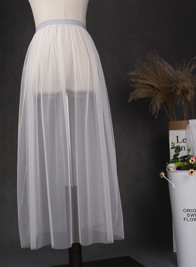 2025新款透视外搭透视中长款网纱半身裙单层一层纱裙外穿罩裙