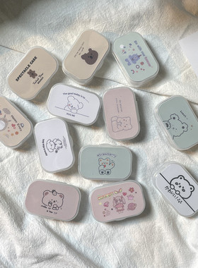 像鱼ins带镜子可爱便携隐形眼镜盒美瞳伴侣盒护理盒/kj276简约盒