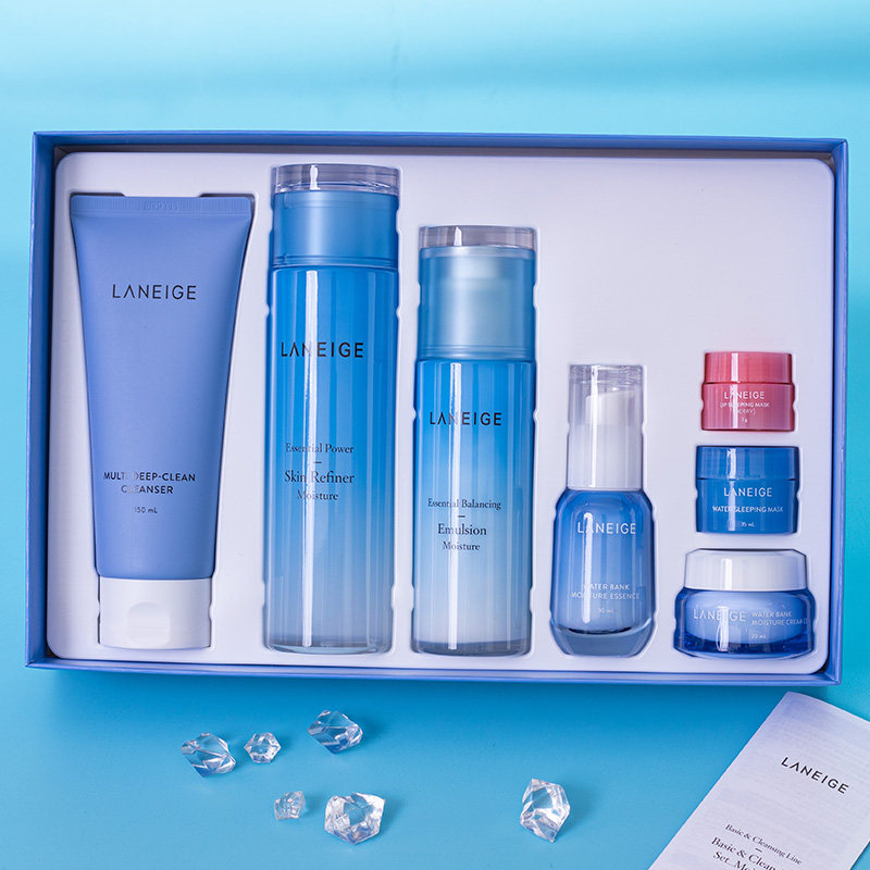 韩国兰芝水乳套装正品水库面霜精华洁面滋润型护肤套盒补水保湿