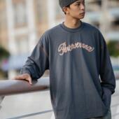 T恤 秋冬撞色缝线字母印花Tee纯棉潮流休闲宽松长袖 清仓 PAXOM