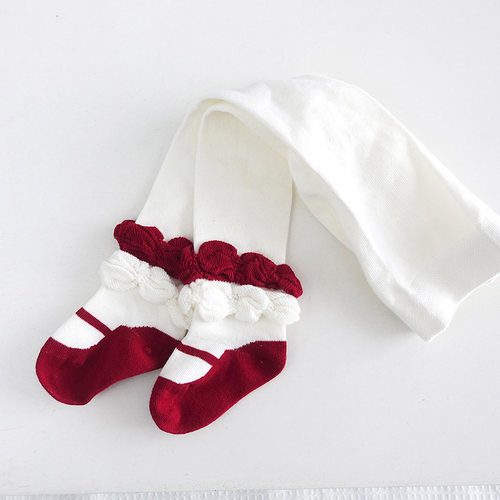 婴儿连裤袜春秋花边长筒袜