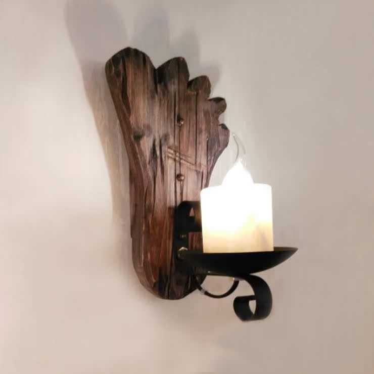 美式乡村复古实木铁艺仿古loft个性创意酒吧灯漫咖啡服装店壁灯