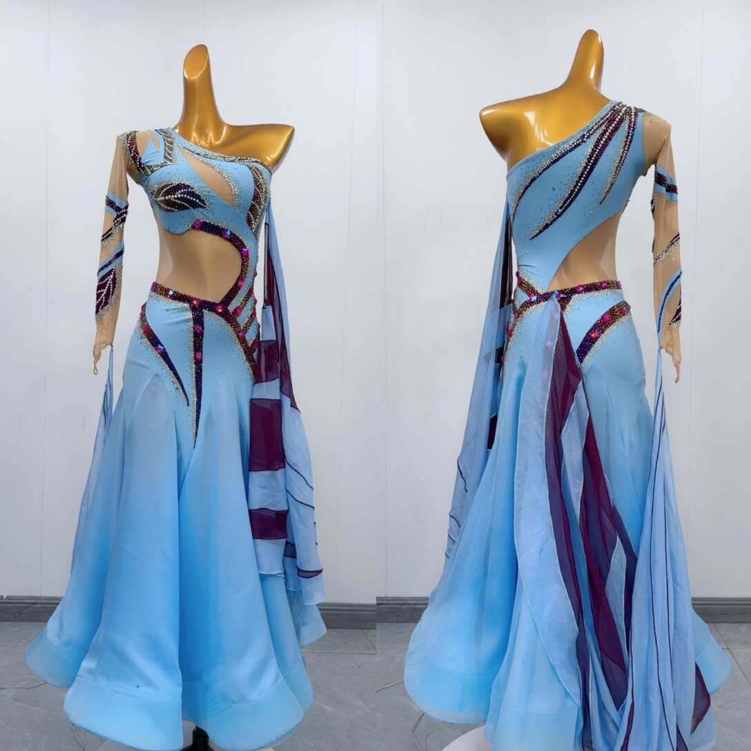 onue高端定制摩登舞服野性美新款舞台演出服连衣裙专业比赛服舞裙