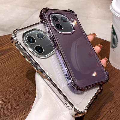 四角气囊防摔适用iqoo12pro手机壳透明外壳V2329A防摔保护套全包简约ins风全包软壳tpu硅胶个性网红可爱透明