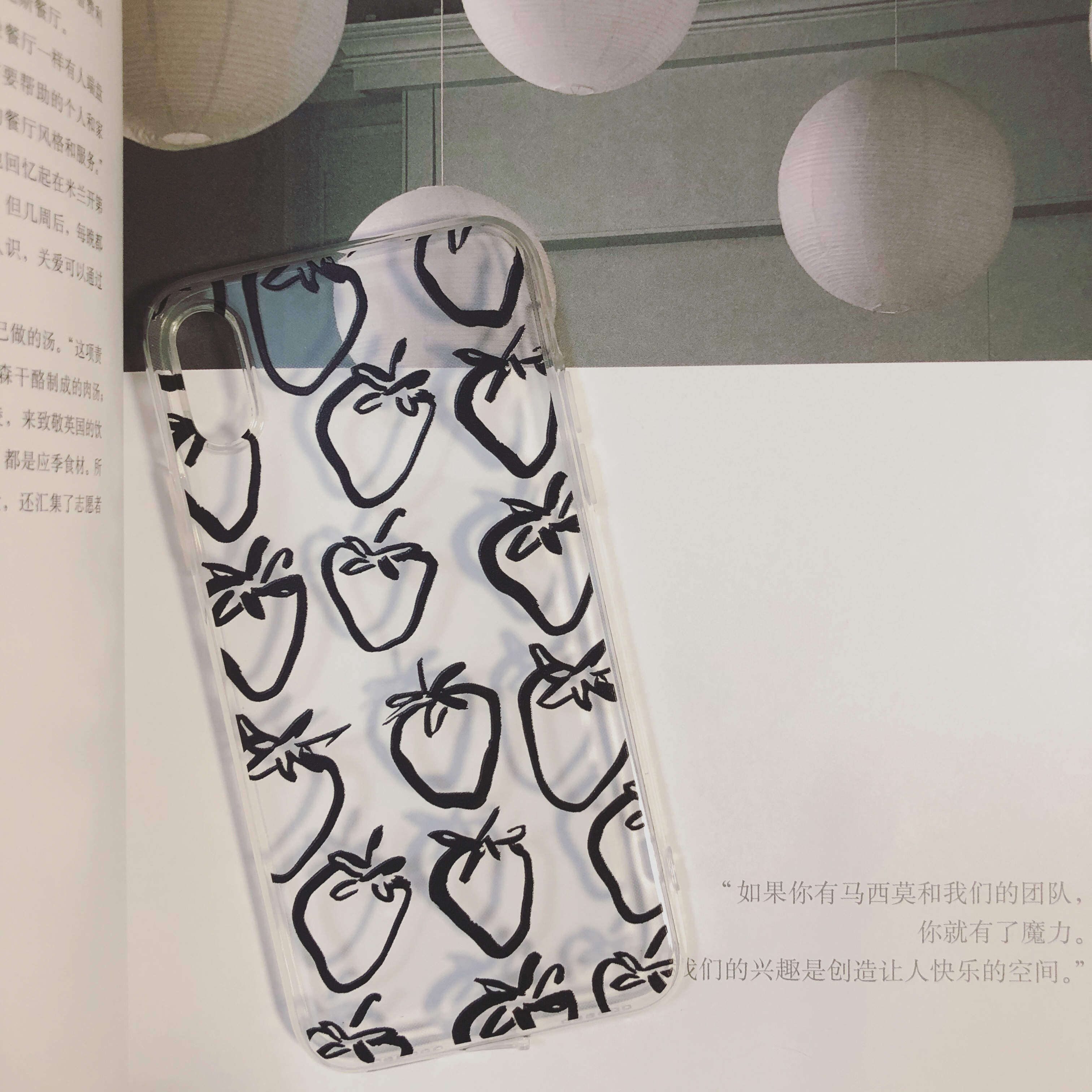 小心撒野 黑色草莓 适用于iPhone14苹果15promax透明软壳苹果/华为/小米/OPPO/VIVO全包手机壳