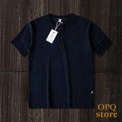 【国内现货】Pure Blue Japan 正蓝屋 蓝染 亨利领 短袖 T恤
