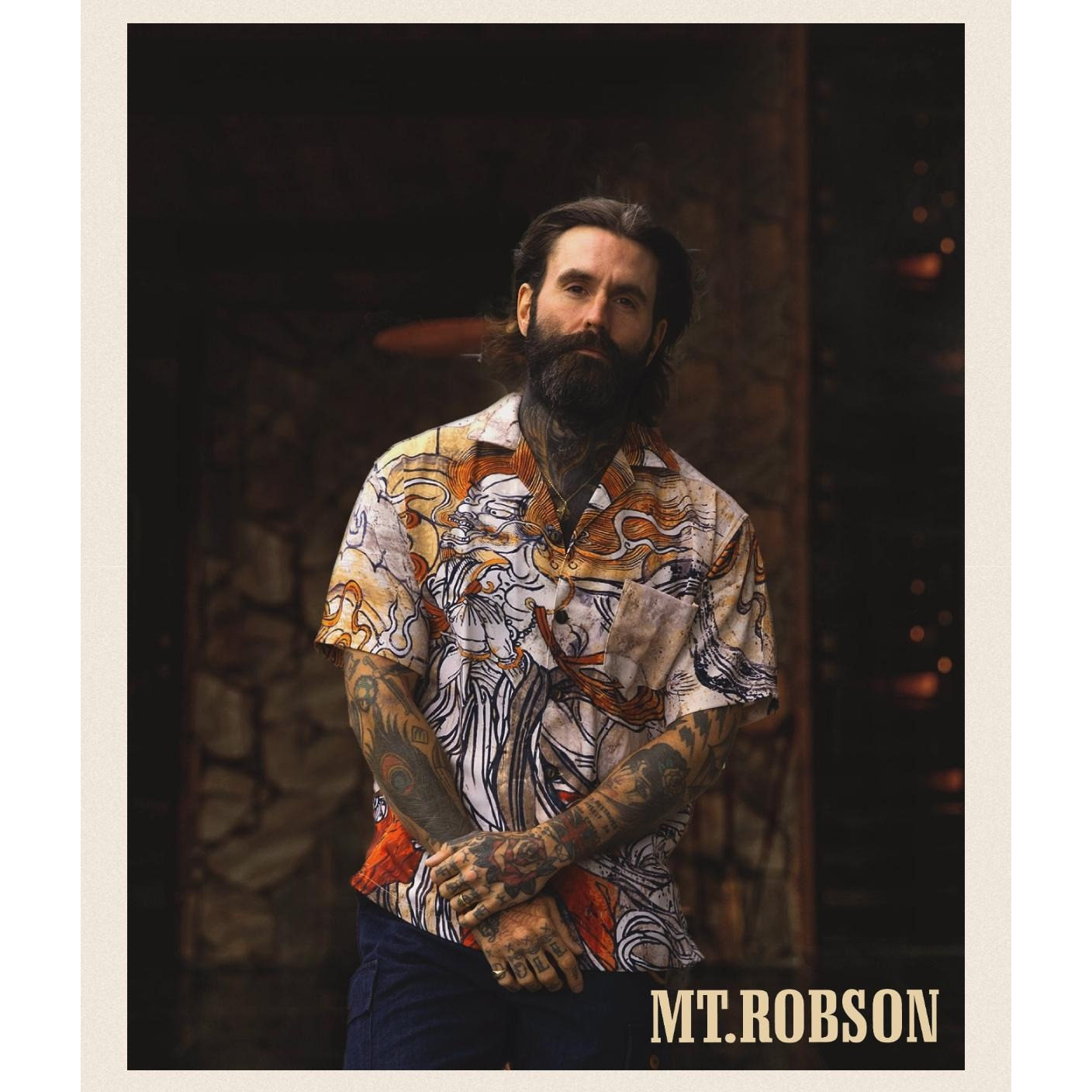 【天然牛角扣-面燃大士】MTROBSON 夏威夷开衫阿罗哈短袖衬衫开衫